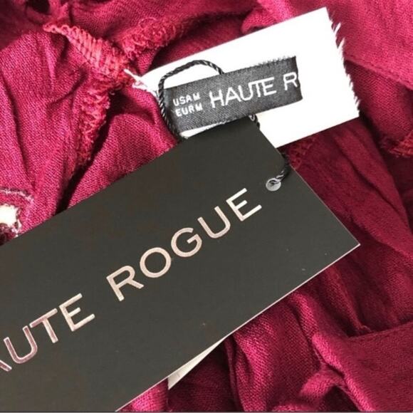 Haute Rouge Flutter Sleeve Lace Up Cropped Peasant Blouse NWT Size Medium - Picture 6 of 11